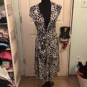 Ann Taylor black and white wrap dress